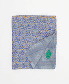 periwinkle & slate grey small kantha quilt handmade in India by women artisans from vintage cotton saris