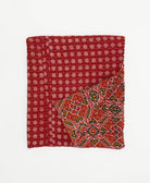 crimson red southwestern small kantha quilt handmade in India by women artisans from vintage cotton saris