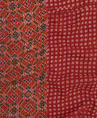 crimson red & white kantha blanket with southwestern print and orange kantha stitching