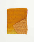 sunset orange small kantha quilt handmade in India by women artisans from vintage cotton saris