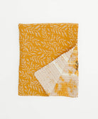 yellow-orange small kantha quilt handmade in India by women artisans from vintage cotton saris