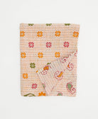 peach paisley small kantha quilt handmade in India by women artisans from vintage cotton saris