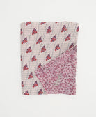 baby pink floral small kantha quilt handmade in India by women artisans from vintage cotton saris