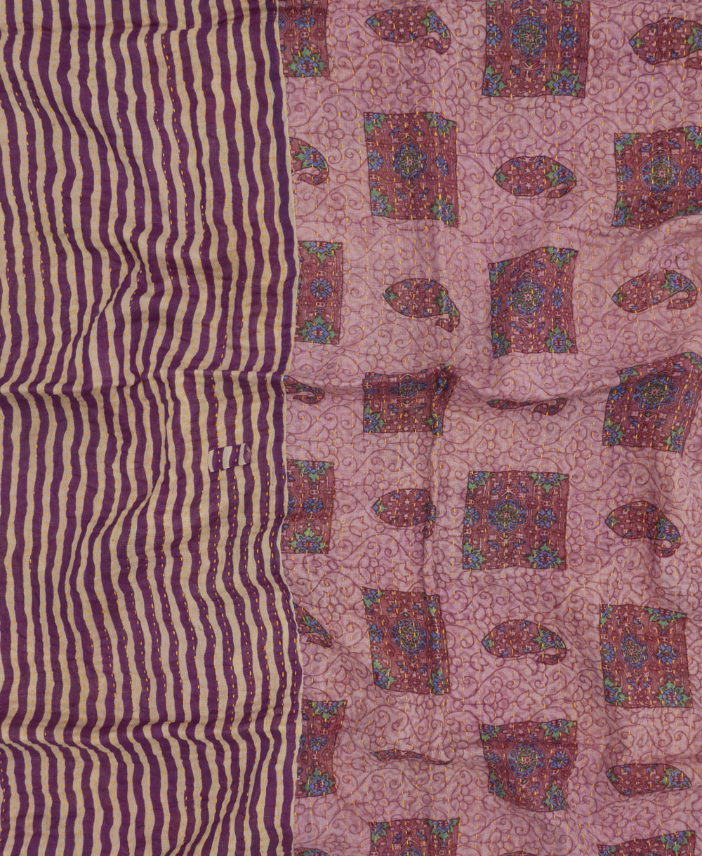 Beige Kantha Throw Blanket Beige Kantha Throw Blanket