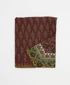 burgundy, pink & green small kantha quilt handmade in India by women artisans from vintage cotton saris