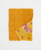 bright yellow small kantha quilt handmade in India by women artisans from vintage cotton saris