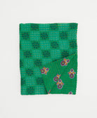 green checkered floral small kantha quilt handmade in India by women artisans from vintage cotton saris