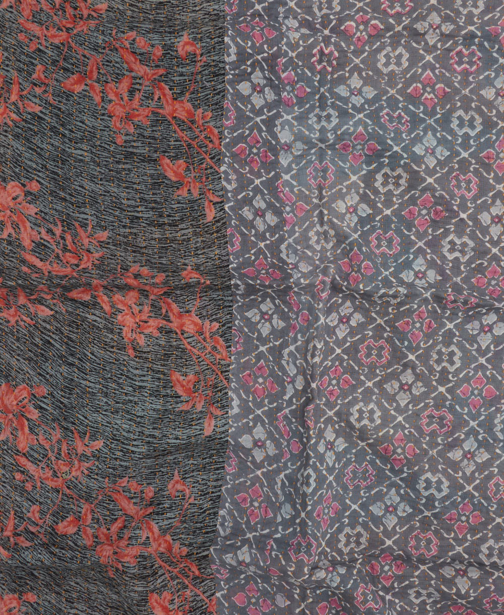 colorful kantha blanket made from upcycled vintage saris