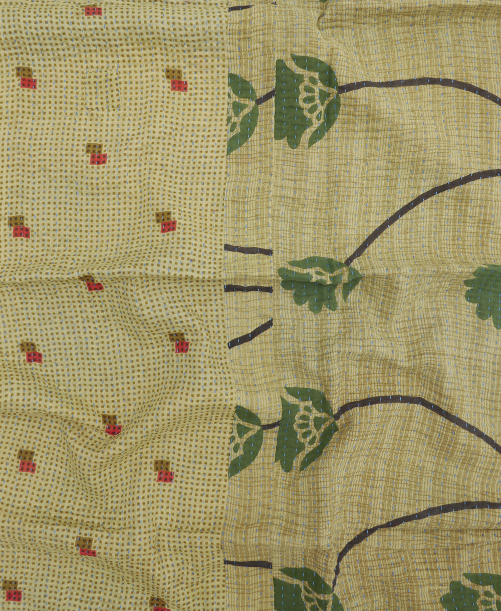 colorful kantha blanket made from upcycled vintage saris