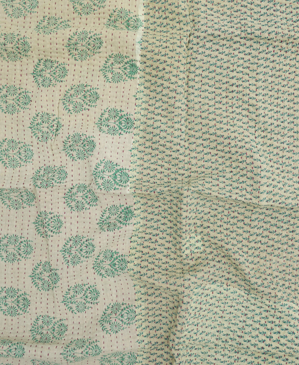 colorful kantha blanket made from upcycled vintage saris
