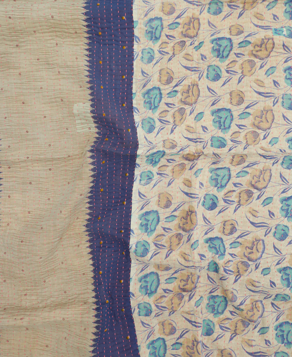 colorful kantha blanket made from upcycled vintage saris