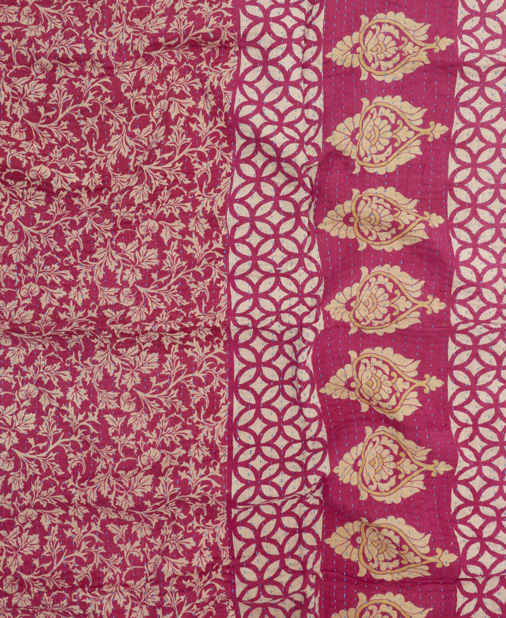 colorful kantha blanket made from upcycled vintage saris