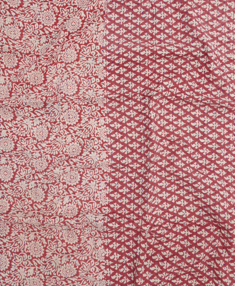 colorful kantha blanket made from upcycled vintage saris