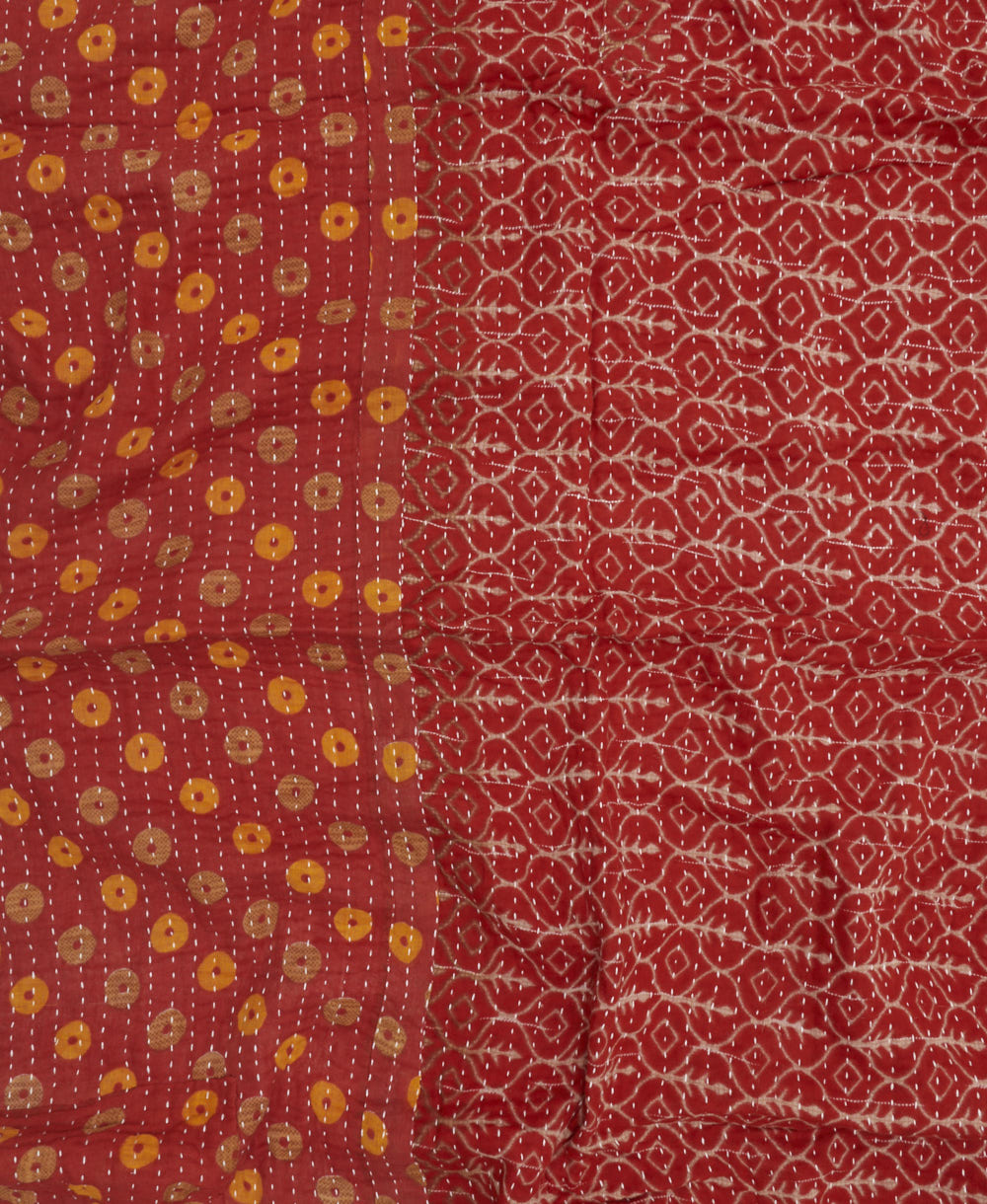 colorful kantha blanket made from upcycled vintage saris