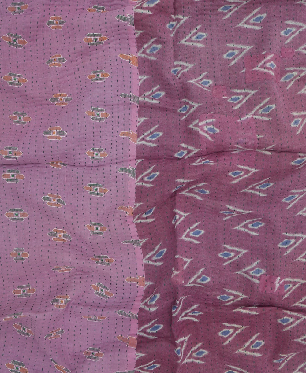 kantha blanket with kantha stitching