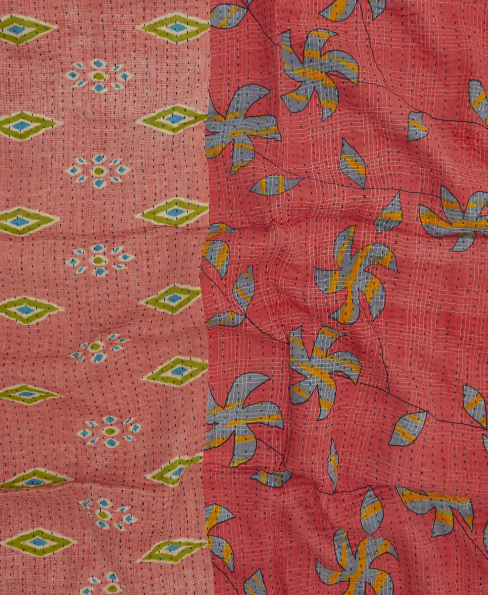 kantha blanket with kantha stitching