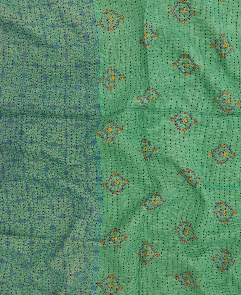 kantha blanket with kantha stitching