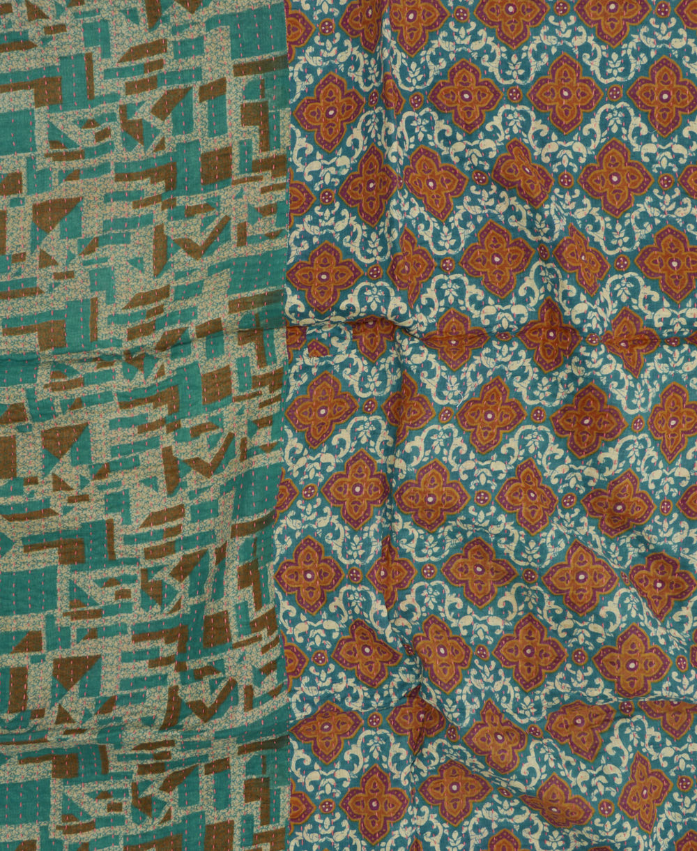 kantha blanket with kantha stitching