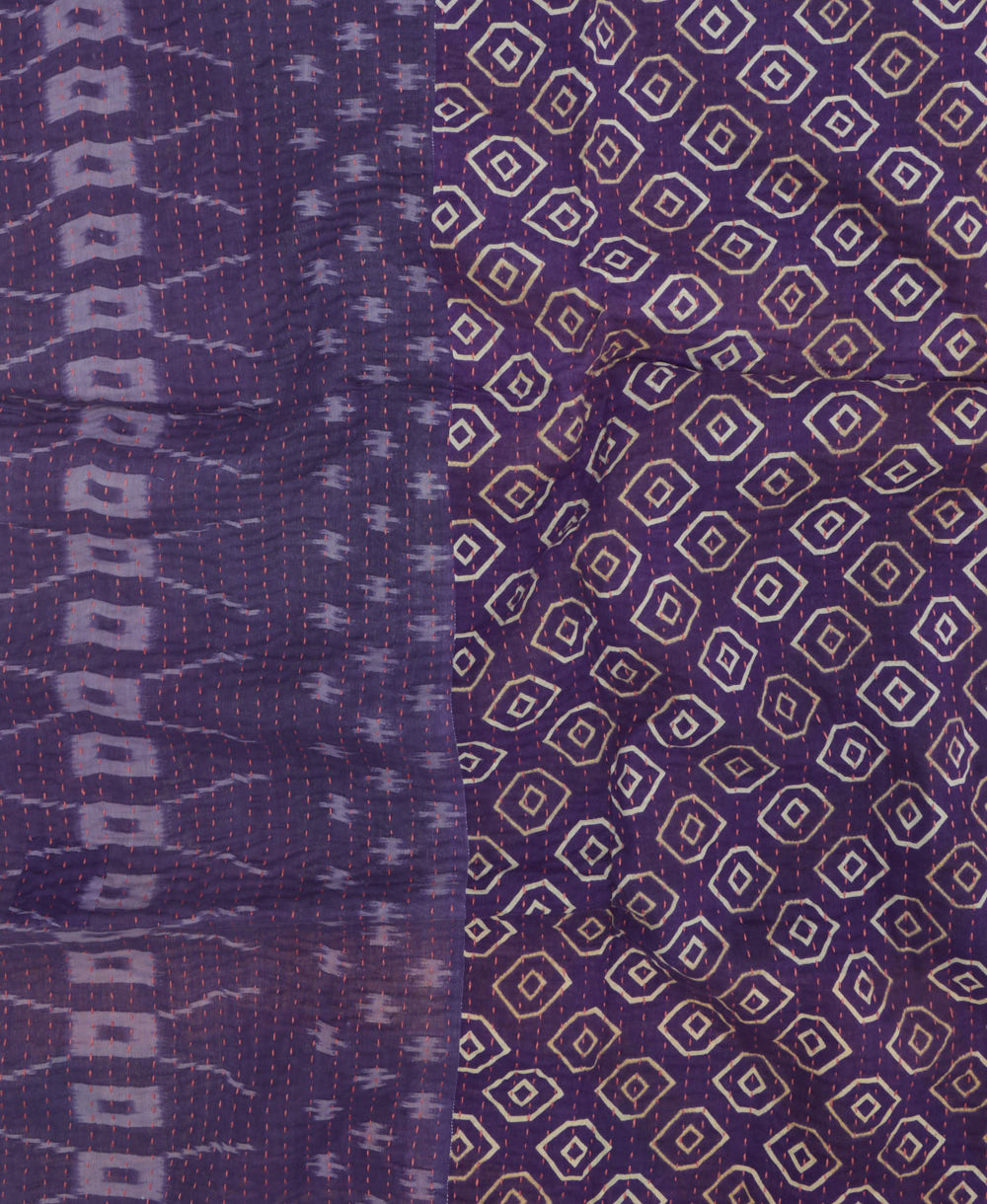 kantha blanket with kantha stitching