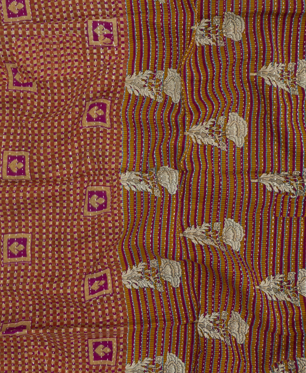 kantha blanket with kantha stitching