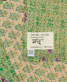 small kantha blanket with signature of the maker on the tag