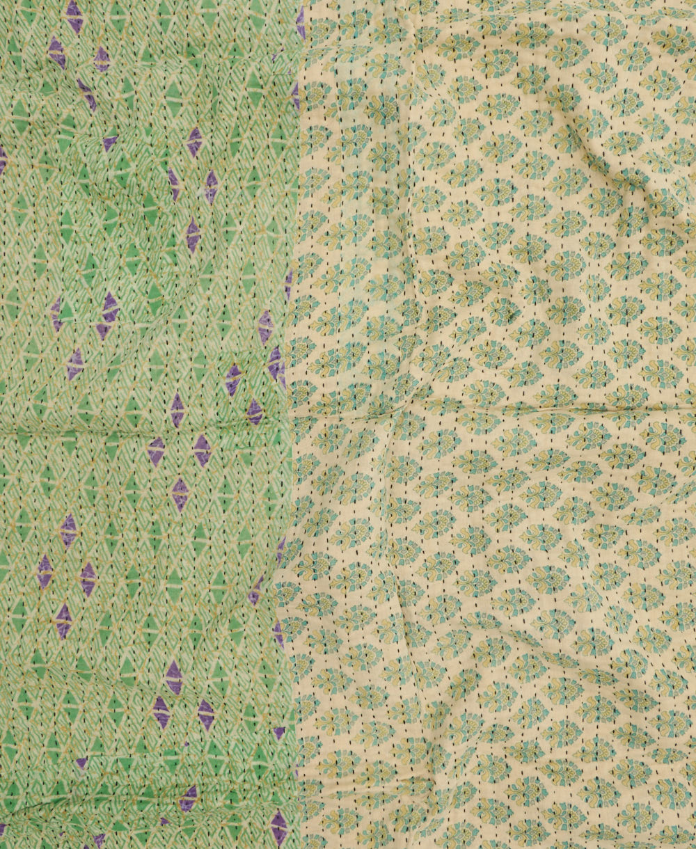 kantha blanket with kantha stitching