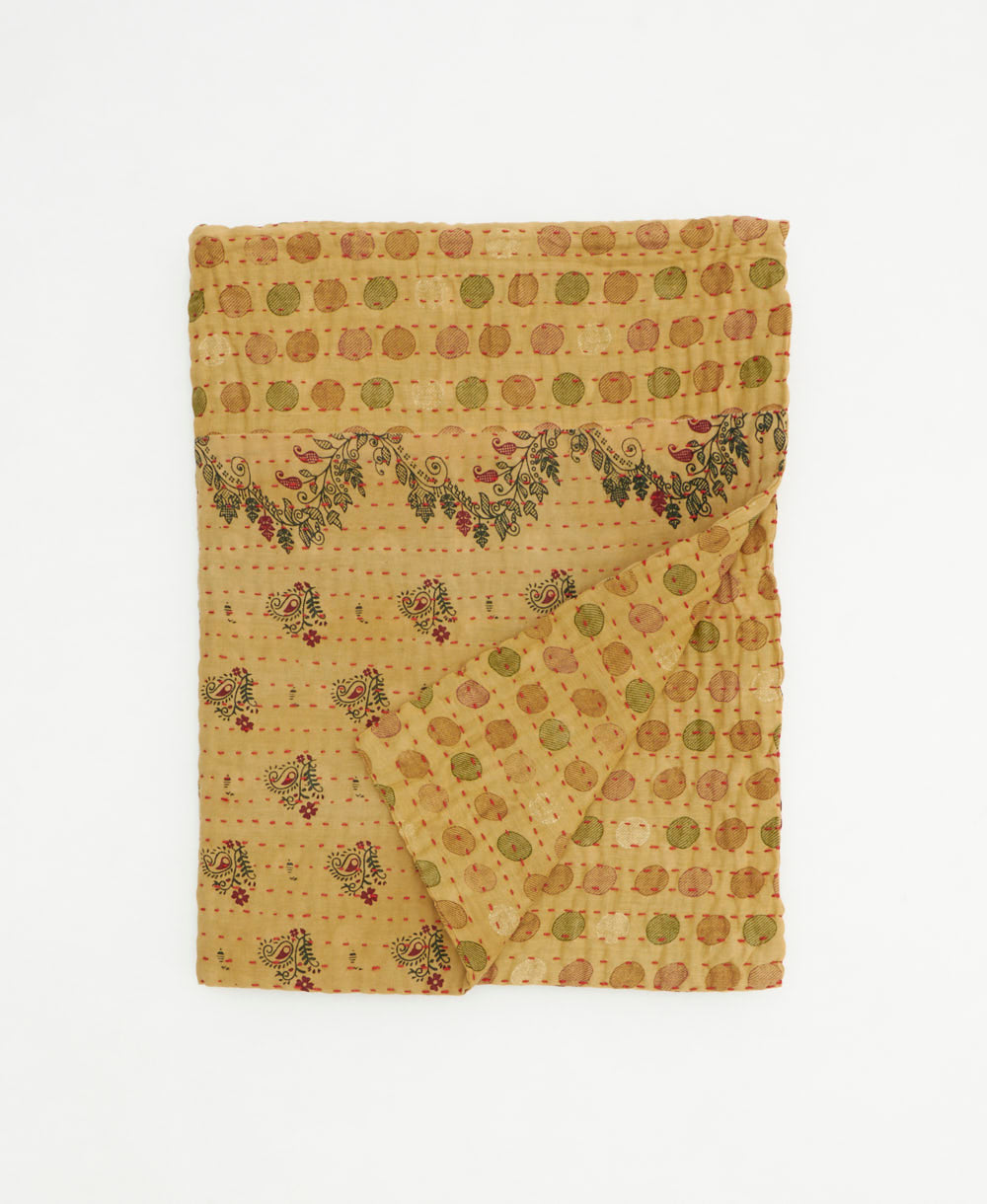 small kantha quilt handmade in India by women artisans from vintage cotton saris