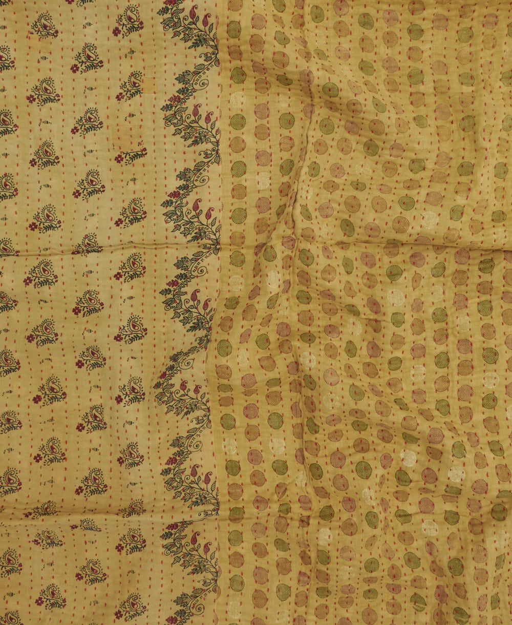kantha blanket with kantha stitching