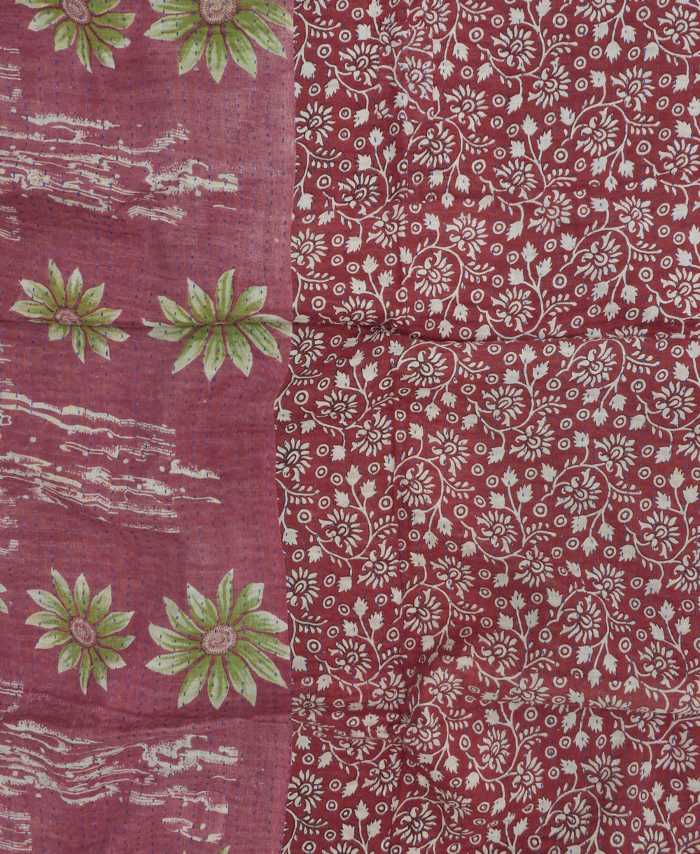 kantha blanket with kantha stitching