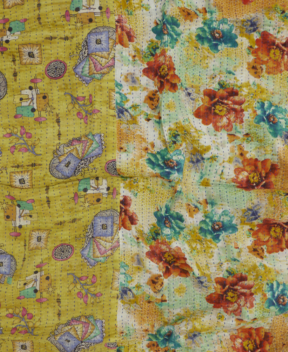 kantha blanket with kantha stitching