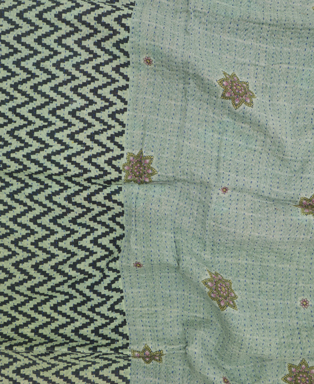 kantha blanket with kantha stitching