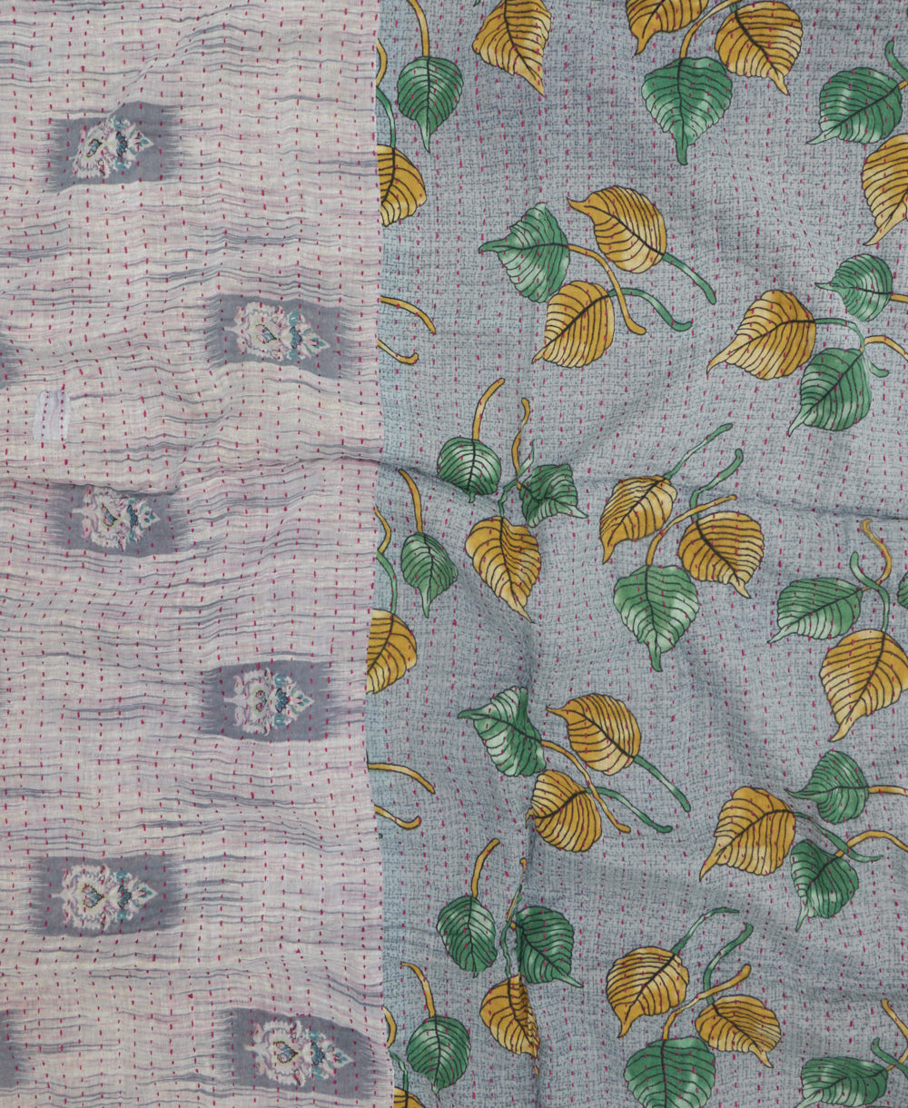 kantha blanket with kantha stitching