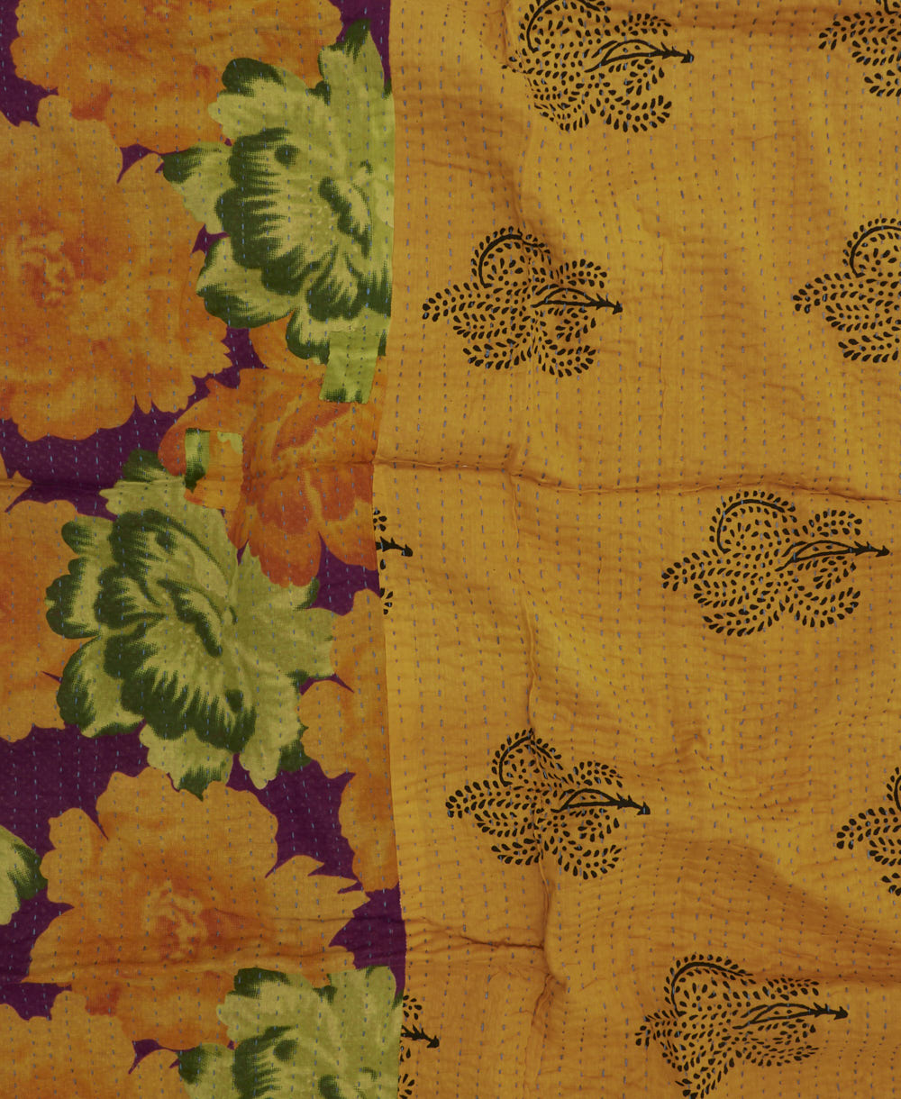 kantha blanket with kantha stitching