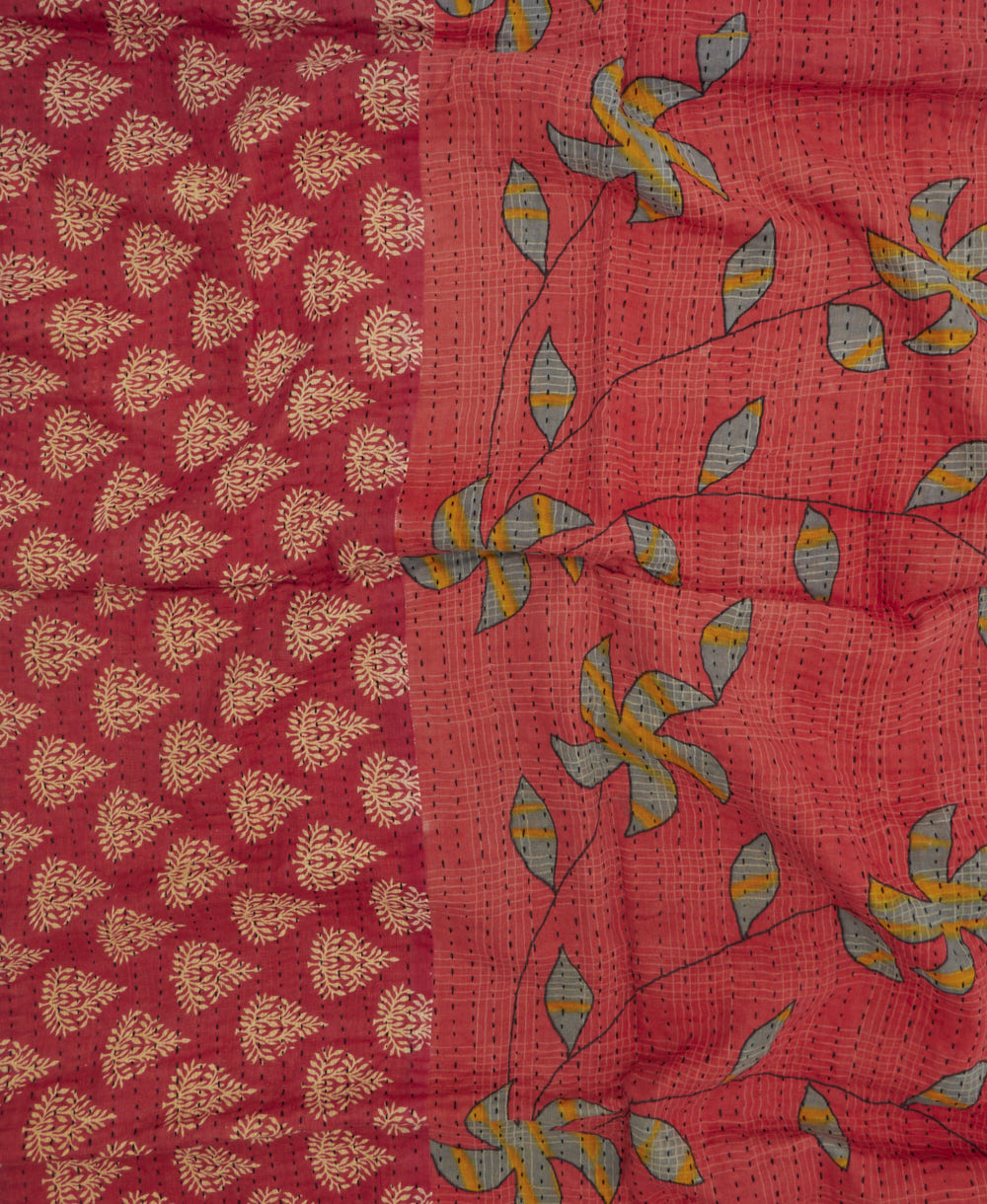 kantha blanket with kantha stitching