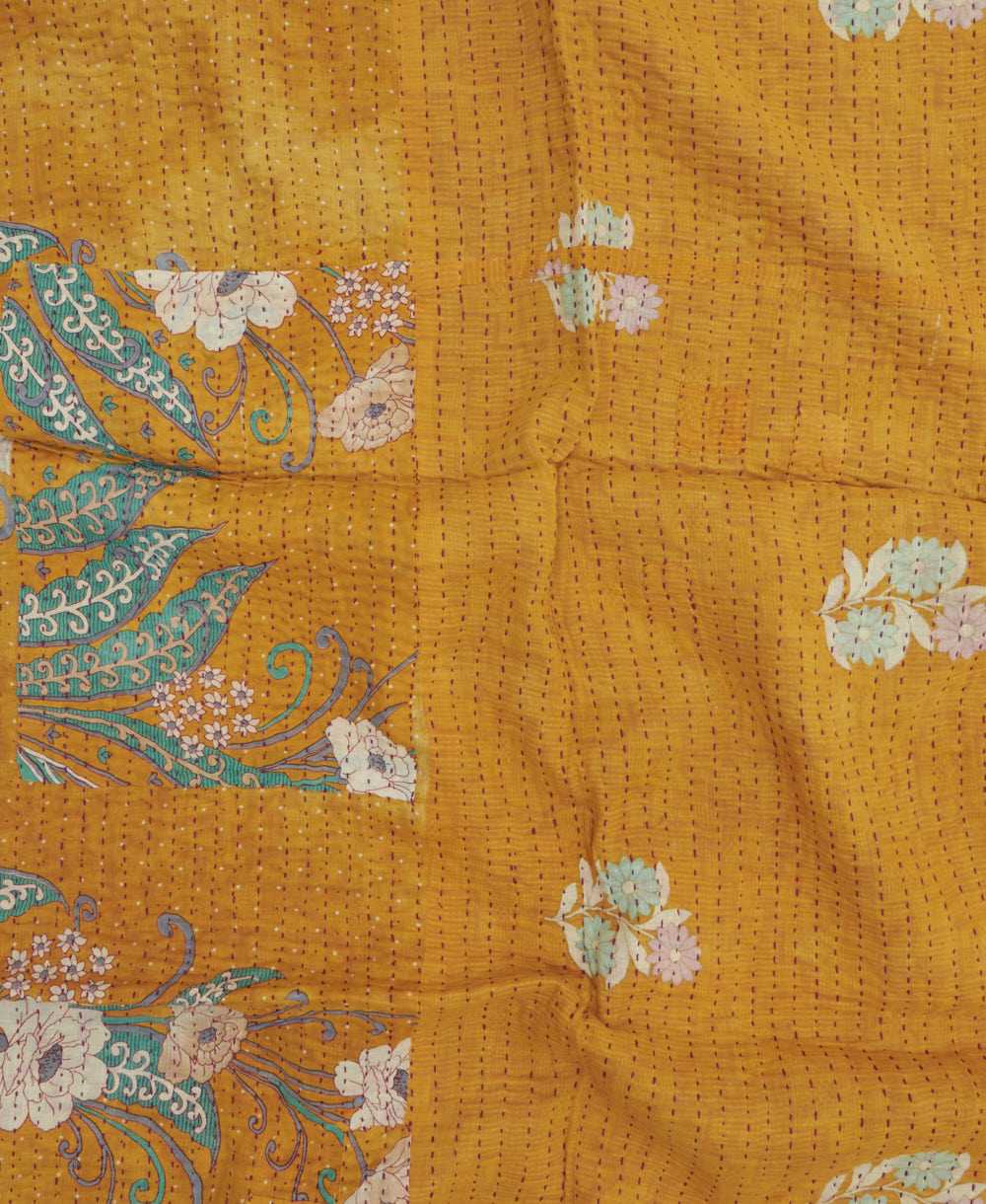 kantha blanket with kantha stitching