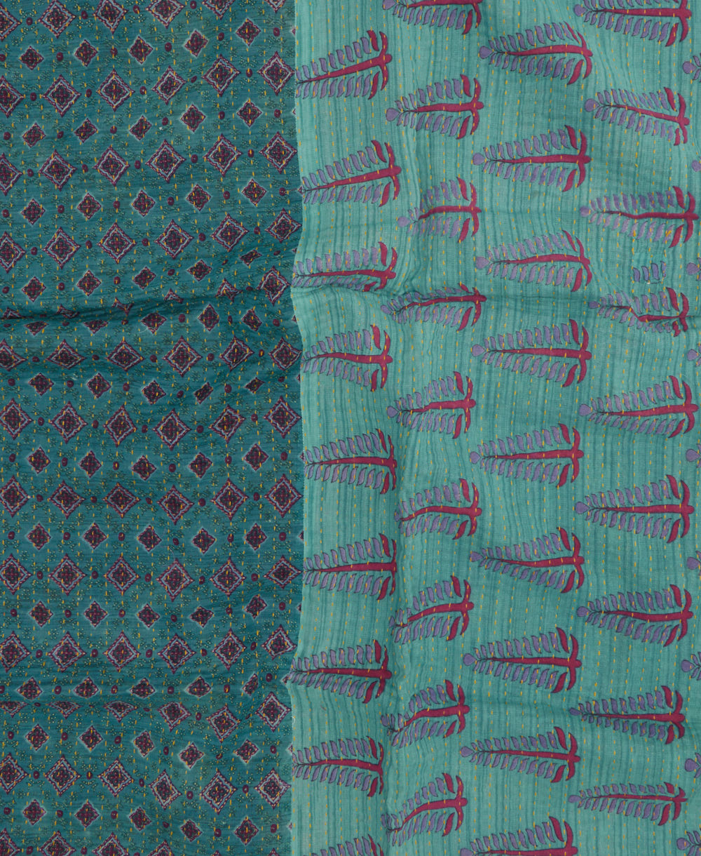 kantha blanket with kantha stitching