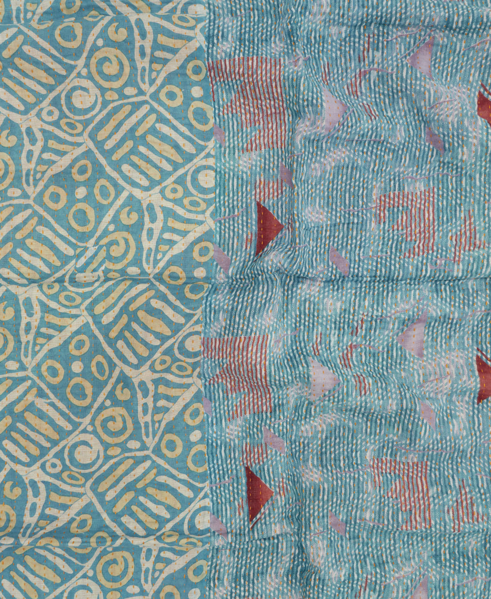 kantha blanket with kantha stitching