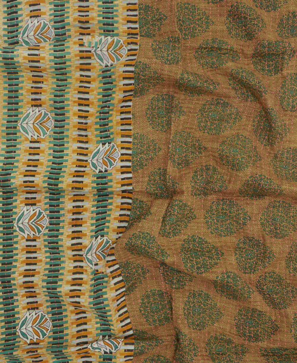 kantha blanket with kantha stitching