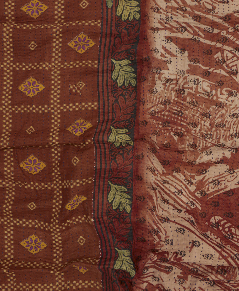 kantha blanket with kantha stitching