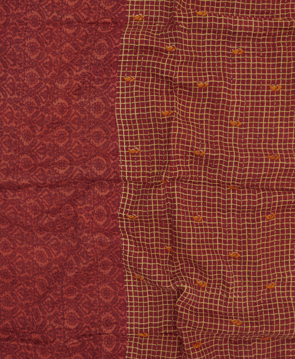 kantha blanket with kantha stitching