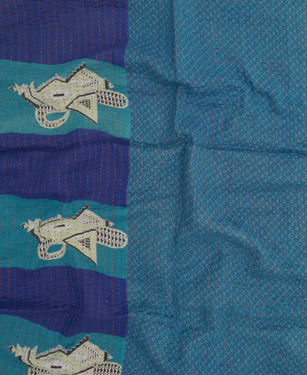 kantha blanket with kantha stitching