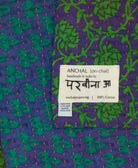 small kantha blanket with signature of the maker on the tag