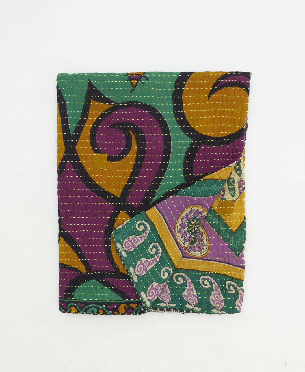 small kantha quilt handmade in India by women artisans from vintage cotton saris