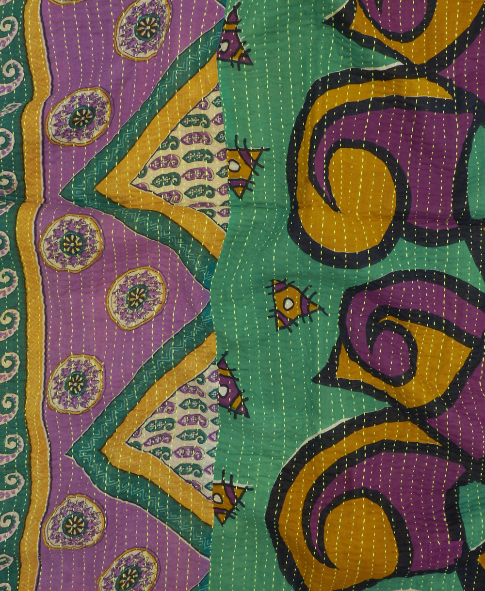 kantha blanket with kantha stitching