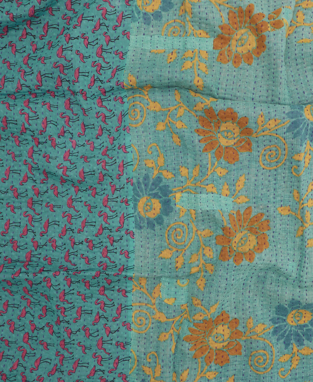 kantha blanket with kantha stitching