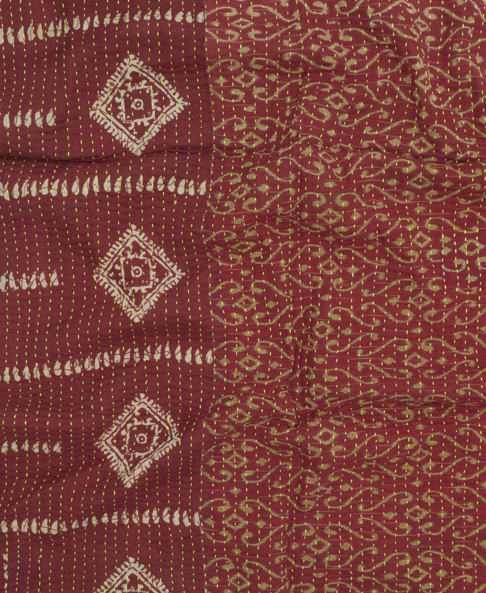 kantha blanket with kantha stitching