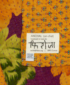 small kantha blanket with signature of the maker on the tag
