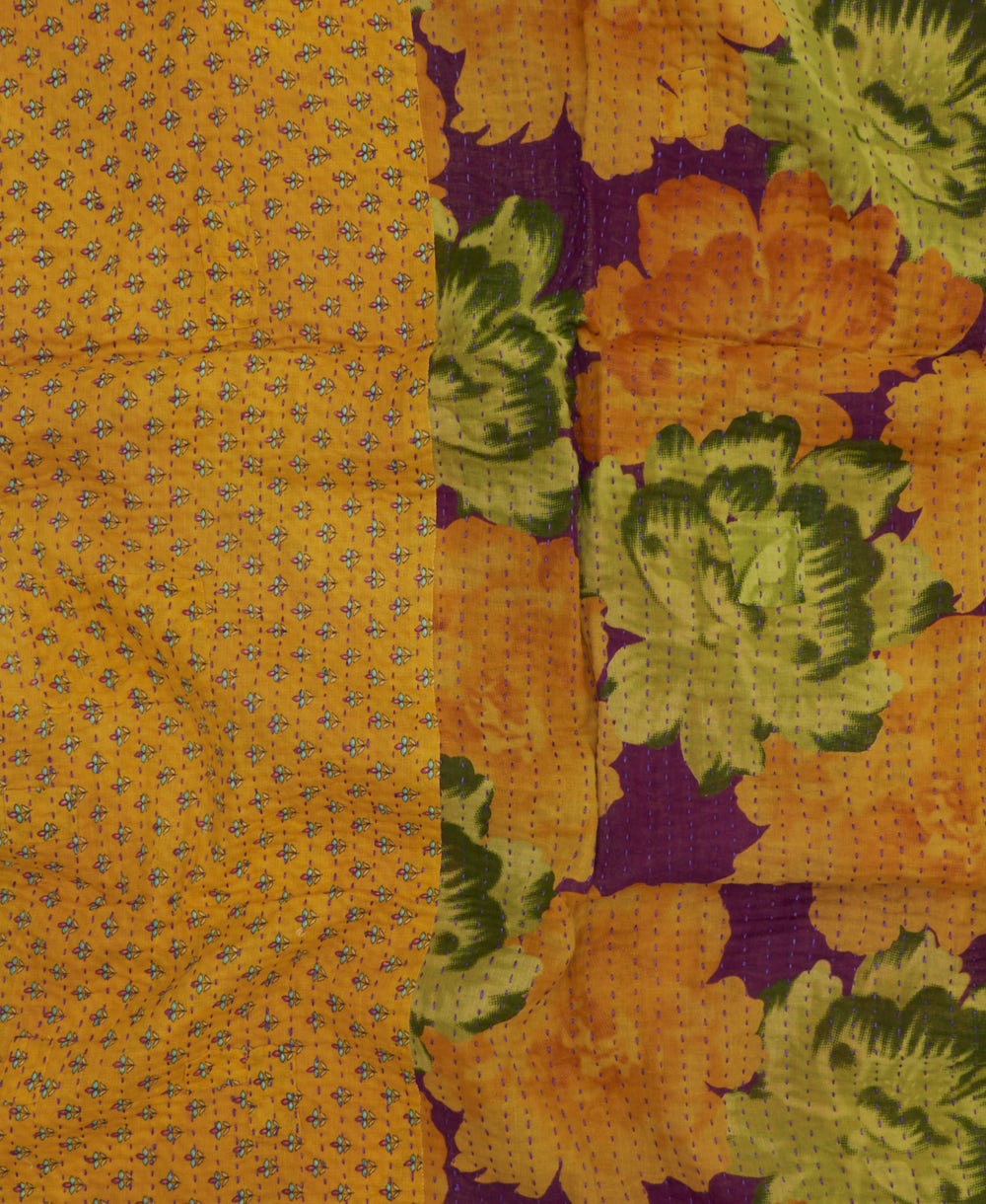 kantha blanket with kantha stitching