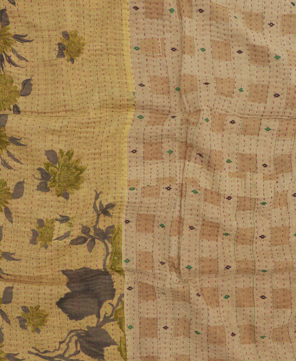 kantha blanket with kantha stitching