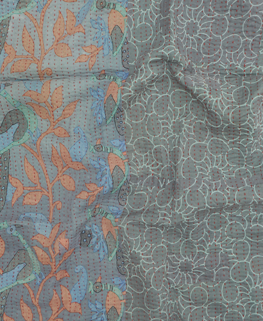 kantha blanket with kantha stitching